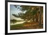 Magical Fantasy Style Forest Scene with Lake during Sunset-Veneratio-Framed Photographic Print