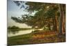 Magical Fantasy Style Forest Scene with Lake during Sunset-Veneratio-Mounted Photographic Print