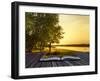 Magical Fantasy Style Forest Scene with Lake during Sunset-Veneratio-Framed Photographic Print