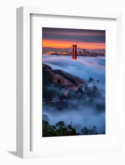 Magical Fog and Sunrise Light, Golden Gate Bridge, San Francisco-Vincent James-Framed Photographic Print