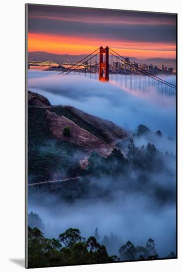 Magical Fog and Sunrise Light, Golden Gate Bridge, San Francisco-Vincent James-Mounted Photographic Print