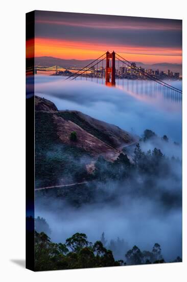 Magical Fog and Sunrise Light, Golden Gate Bridge, San Francisco-Vincent James-Stretched Canvas