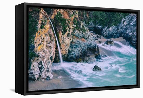 Magical McWay Waterfall and Beach Scene, Big Sur California Coast-Vincent James-Framed Stretched Canvas