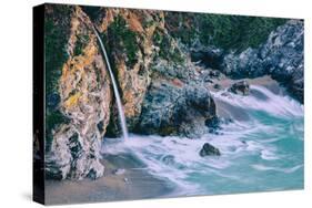 Magical McWay Waterfall and Beach Scene, Big Sur California Coast-Vincent James-Stretched Canvas