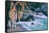 Magical McWay Waterfall and Beach Scene, Big Sur California Coast-Vincent James-Framed Stretched Canvas