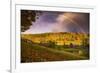 Magical Rainbow and Autumn Ranch, Vermont, New England Fall Color-Vincent James-Framed Photographic Print