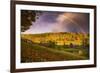 Magical Rainbow and Autumn Ranch, Vermont, New England Fall Color-Vincent James-Framed Photographic Print