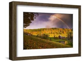 Magical Rainbow and Autumn Ranch, Vermont, New England Fall Color-Vincent James-Framed Photographic Print