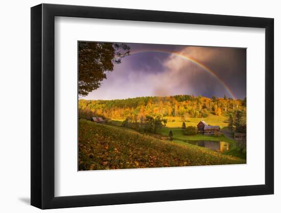 Magical Rainbow and Autumn Ranch, Vermont, New England Fall Color-Vincent James-Framed Photographic Print