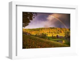 Magical Rainbow and Autumn Ranch, Vermont, New England Fall Color-Vincent James-Framed Photographic Print