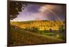 Magical Rainbow and Autumn Ranch, Vermont, New England Fall Color-Vincent James-Framed Photographic Print