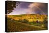 Magical Rainbow and Autumn Ranch, Vermont, New England Fall Color-Vincent James-Stretched Canvas