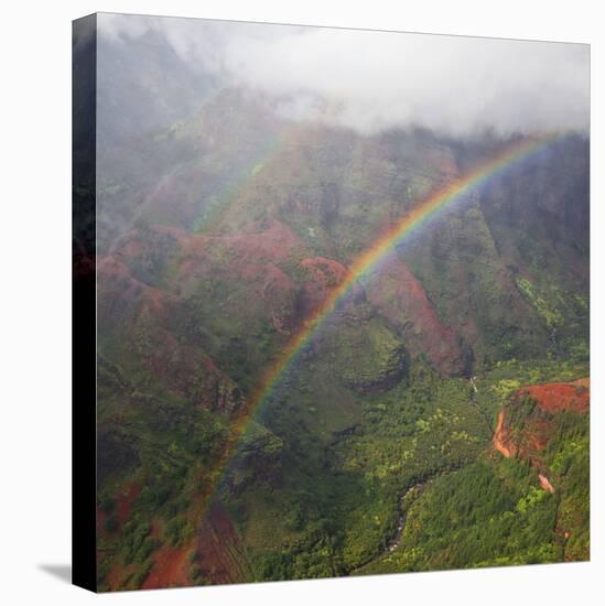 Magical Rainbow in Waimea Canyon in Kauai from a Helicopter-pdb1-Stretched Canvas