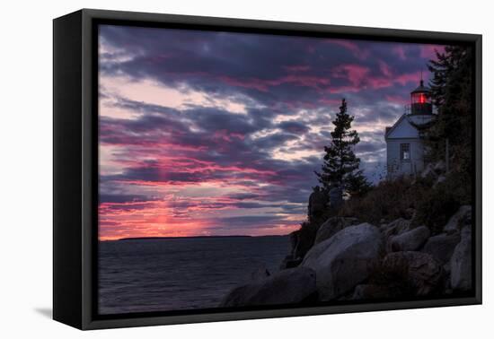 Magical Sunset at Bass Harbor Lighthouse, Maine-Vincent James-Framed Stretched Canvas