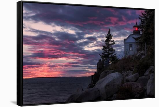 Magical Sunset at Bass Harbor Lighthouse, Maine-Vincent James-Framed Stretched Canvas