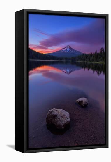 Magical Sunset at Trillium Lake, Mount Hood, Oregon, Pacific Northwest-Vincent James-Framed Stretched Canvas