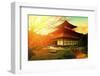 Magical Sunset over Kinkakuji Temple, Kyoto, Japan-vvvita-Framed Photographic Print