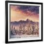 Magical Winter Landscape, Background with Some Soft Highlights and Snow Flakes-standret-Framed Photographic Print