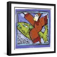 Magician on a Green Fish-Leslie Xuereb-Framed Giclee Print