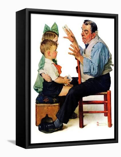 "Magician" or "Card Tricks", March 22,1930-Norman Rockwell-Framed Stretched Canvas