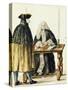 Magistrate Playing Cards with Masked Man, by Jan Grevenbroeck (1731-1807), Italy, 18th Century-null-Stretched Canvas