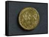 Magnentius Gold Medallion Depicting Emperor Receiving Homage from Republic Bowed before Him-null-Framed Stretched Canvas