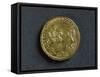 Magnentius Gold Medallion Depicting Emperor Receiving Homage from Republic Bowed before Him-null-Framed Stretched Canvas