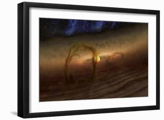 Magnetic Loops Carry Gas and Dust Above Disks of Planet-Forming Material Circling Stars-null-Framed Art Print