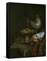 Magnificent Still Life With Holbein Bowl, Nautilus And Glass Cup And Fruit Bowl, 1678-Willem Kalf-Framed Stretched Canvas