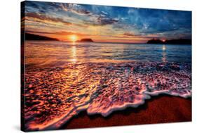 Magnificently Colorful Ocean Sunrise with Distant Reflections-West Coast Scapes-Stretched Canvas