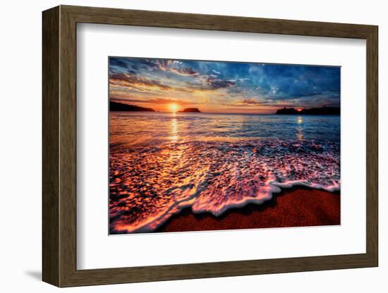 Magnificently Colorful Ocean Sunrise with Distant Reflections-West Coast Scapes-Framed Photographic Print