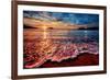 Magnificently Colorful Ocean Sunrise with Distant Reflections-West Coast Scapes-Framed Photographic Print