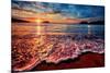 Magnificently Colorful Ocean Sunrise with Distant Reflections-West Coast Scapes-Mounted Photographic Print