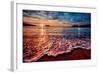 Magnificently Colorful Ocean Sunrise with Distant Reflections-West Coast Scapes-Framed Photographic Print