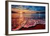 Magnificently Colorful Ocean Sunrise with Distant Reflections-West Coast Scapes-Framed Photographic Print