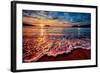 Magnificently Colorful Ocean Sunrise with Distant Reflections-West Coast Scapes-Framed Photographic Print