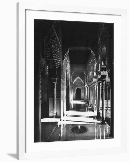 Magnificently Decorated Columns and Arches in an Arcade at the Alhambra Palace-David Lees-Framed Photographic Print