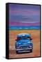 Magnificient Blue Oldtimer in Cuba at Beach-Markus Bleichner-Framed Stretched Canvas