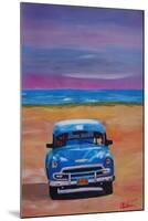 Magnificient Blue Oldtimer in Cuba at Beach-Markus Bleichner-Mounted Art Print