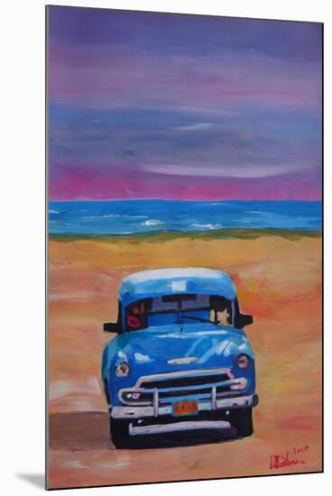 Magnificient Blue Oldtimer in Cuba at Beach-Markus Bleichner-Mounted Art Print