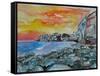 Magnificient Mykonos Sunset Little Venice Greece-Markus Bleichner-Framed Stretched Canvas