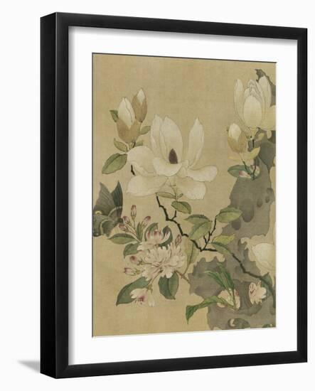 Magnolia and Butterfly-null-Framed Art Print