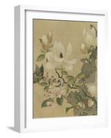 Magnolia and Butterfly-null-Framed Art Print