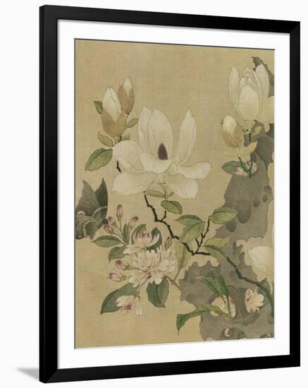 Magnolia and Butterfly-null-Framed Art Print