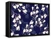 Magnolia Flower Vector Illustration. Seamless Pattern with White Flowers on a Navy Blue Background.-PinkCactus-Framed Stretched Canvas