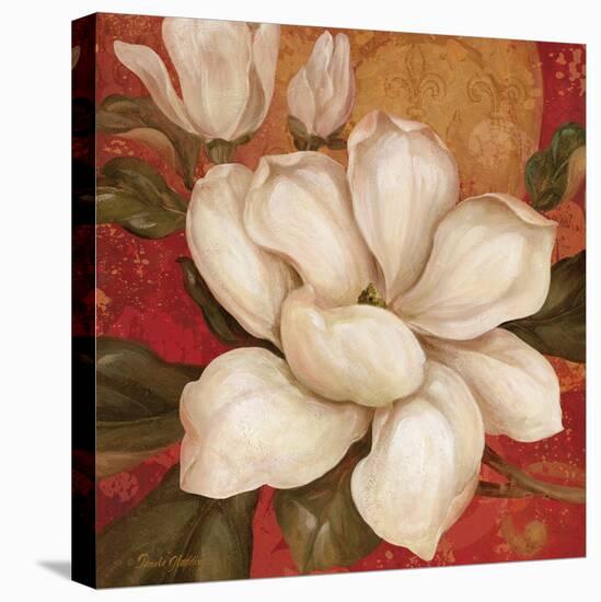 Magnolia on Red I-Pamela Gladding-Stretched Canvas