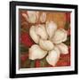 Magnolia on Red I-Pamela Gladding-Framed Art Print