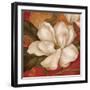 Magnolia on Red II-Pamela Gladding-Framed Art Print