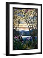 Magnolias and Irises, C.1908 (Leaded Favrile Glass)-Louis Comfort Tiffany-Framed Giclee Print