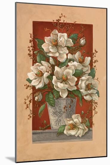 Magnolias En Rouge-Janet Kruskamp-Mounted Art Print